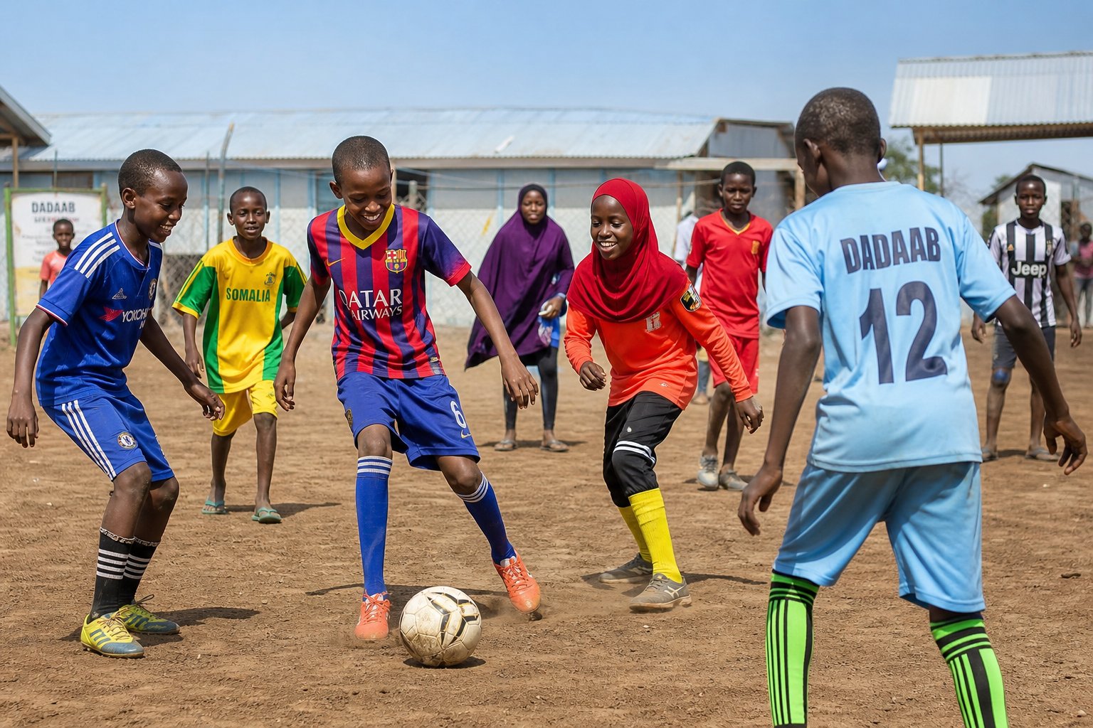 Youth playing team sport together to build health, teamwork and community relationships